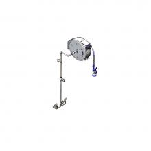 T&S Brass B-1433-SC01 - 30' SS Enclosed Reel, 8'' Wall Mount Base Faucet, Vacuum Breaker, Piping Manifold,