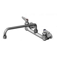 T&S Brass B-2299-VF22-CR - Double Pantry Faucet, 8'' Wall Mount, Ceramas, 14'' Swing Nozzle w/ 2.2 GPM VR