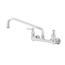 T&S Brass B-2414-SC - 8'' Center Double Pantry Faucet w/ Spring Checks, Wall Mount & 8'' Swing N