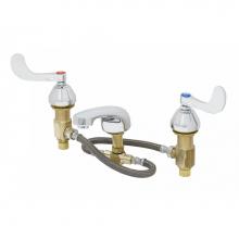 T&S Brass B-2485 - Lavatory Faucet, 8'' Centers, Flexible Supplies, Cast Spout, Aerator, 4'' Wris