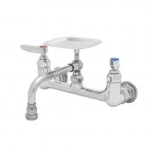 T&S Brass B-2489 - Double Pantry Faucet, 8'' Wall Mount, 6'' Soap Dish Swing Nozzle, Lever Handle