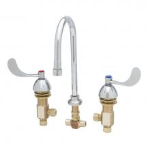 T&S Brass B-2865-05-120XA - Widespread Faucet: 12'' Flex Lines, Swivel Gooseneck, B-0199-02 Aerator, 4'' H