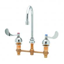 T&S Brass B-2866-05CR-L15 - Medical Faucet, 8'' Centers, Swivel Gooseneck & B-0199-29, 4'' Wrist-Actio