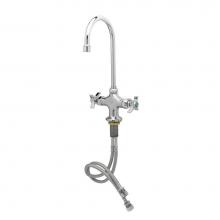 T&S Brass BL-5700-04 - Lab Mixing Faucet, Swivel/Rigid Gooseneck w/ 2.2 GPM Aerator, 4-Arm Handles, Flex Lines