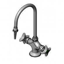 T&S Brass BL-5704-01 - Lab Mixing Faucet, Swivel/Rigid Gooseneck, Serrated Tip