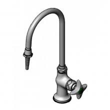 T&S Brass BL-5709-02 - Lab Faucet, Single Temp, Swivel Gooseneck, Serrated Tip, 1/2'' NPSM Male Shank