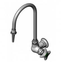 T&S Brass BL-5710-01 - Lab Faucet, Single Temp, Wall Mount, Swivel/Rigid Gooseneck, Serrated Tip, 4-Arm Handle