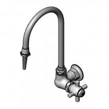 T&S Brass BL-5860-01TL - Lab Faucet, Wall Mount, Single Temp, Rigid Gooseneck, Serrated Tip, Tin-Lined