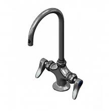 T&S Brass BP-0300-CR-XP15 - Double Pantry Faucet, Single Hole, Ceramas, 133XP-F15 Swivel Gooseneck, Lever Handles
