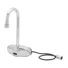 T&S Brass EC-3105-LMV - ChekPoint Electronic Faucet, 4'' Wall Mount, Gooseneck, Less Mixing Valve (Two-Hole Inst