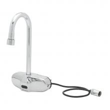 T&S Brass EC-3105-VF10 - ChekPoint Electronic Faucet, 4'' Wall Mount, Gooseneck, 1.0 GPM VR Aerator (Two-Hole Ins