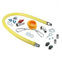 T&S Brass HG-2D-48K-FF - Gas Hose w/ 3/4'' NPT x 48'', Cable Kit, Ball Valve, Gas Elbows & Nipples