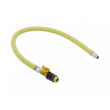 T&S Brass HG-4D-36G - 3/4'' NPT x 36'' Coated Gas Hose, Quick-Disconnect Valve (QDV) & Gas Elbow