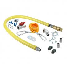 T&S Brass HG-4D-48K-FF - Gas Hose w/ Quick-Disconnect, 3/4'' NPT x 48'', Cable Kit, Ball Valve, Gas Elb