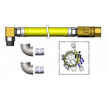 T&S Brass HG-4E-48SEL-FF - Gas Hose, 1'' NPT x 48'' Long, Swivelink, Quick-Disconnect, FF Elbows, Cable K