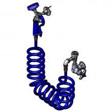 T&S Brass PG-1WREV - Pet Grooming, Single Hole Wall Mount w/ Vacuum Breaker, 9' Coiled Hose & PG-35AV Sprayer