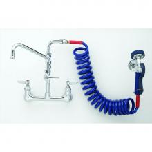 T&S Brass PG-8WSAV-06 - Pet Grooming Faucet, Wall 8'' C/C, Alum. Valve, Coil Hose, 6'' Add-On Faucet,