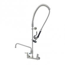T&S Brass S-0133-A12-B - Stainless Steel EasyInstall Pre-Rinse, 8'' Wall Mount, 12'' Add-On Faucet, S-0