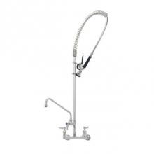 T&S Brass S-0133-A12-BY - EverSteel PRU w/ 8'' Wall Mount SS Mixing Faucet, Quarter-Turn SS Eterna w/ Spring Check