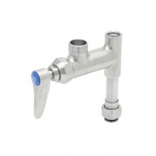 T&S Brass S-0155-LNEZ - Stainless Steel EasyInstall Add-On Faucet w/ Quarter-Turn Eterna Cartridge & Lever Handle, Les