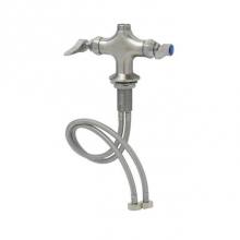 T&S Brass S-0200-LN - Stainless Steel Double Pantry Base Faucet, Swivel Outlet, Single Hole Base, Less Nozzle