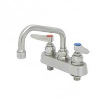 T&S Brass S-1110 - 4'' Stainless Steel Deck Mount Workboard Faucet with Stainless Steel Lever Handles and 6