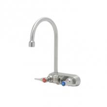 T&S Brass S-1146 - 8'' Stainless Steel Deck Mount Workboard Faucet w/ Stainless Steel Lever Handles, Stainl
