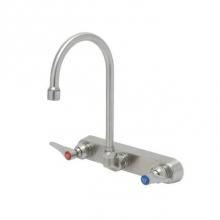 T&S Brass S-1147 - 8'' Stainless Steel Workboard Mixing Faucet with 5 3/4'' Stainless Steel Swive