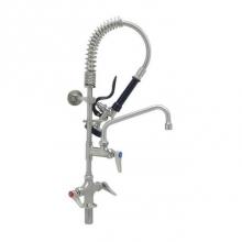T&S Brass SMPK-2DLN-08 - Stainless Steel Mini-Pre-Rinse unit w/ S-0107, 8'' Swing Nozzle, Lever Handles & Wal