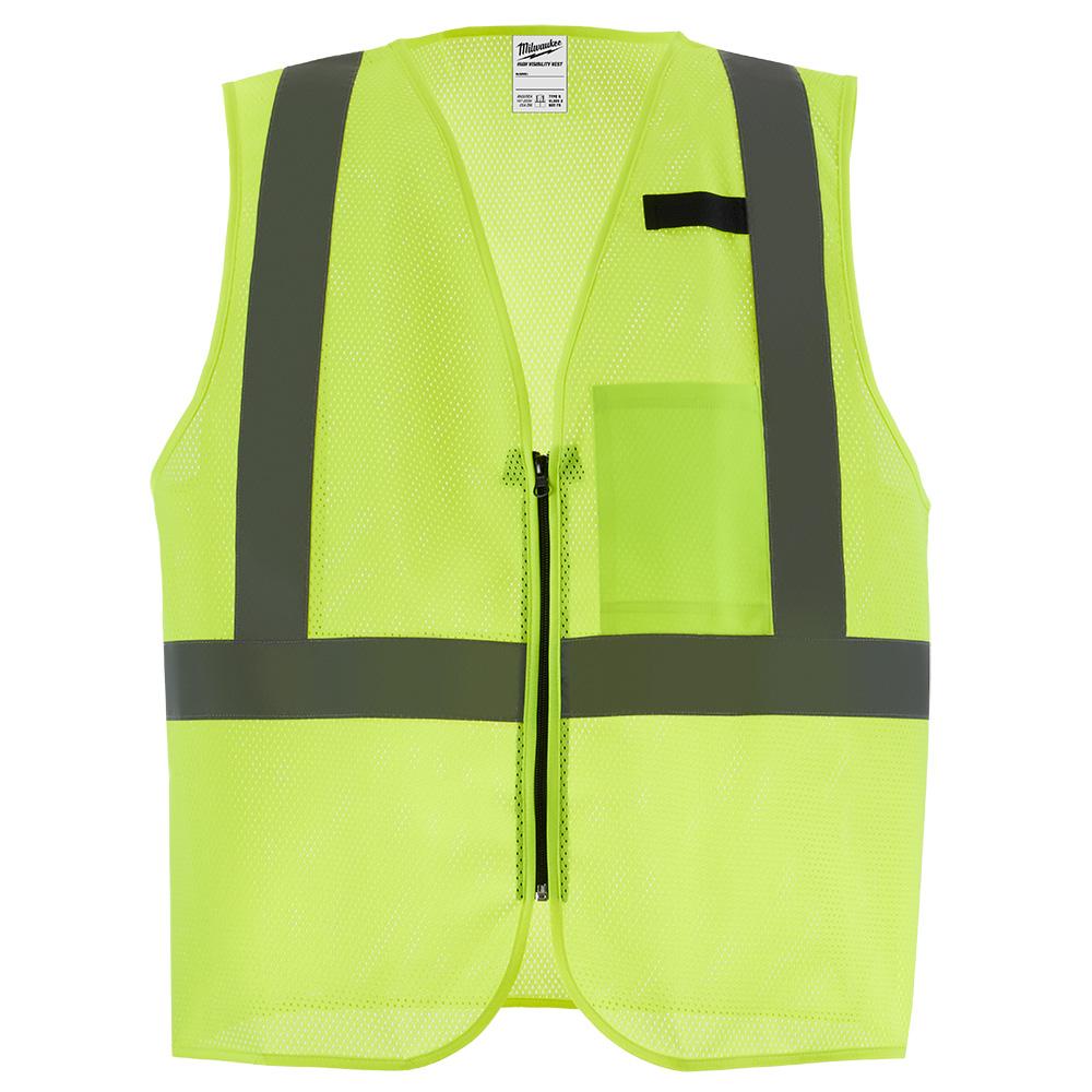 Class 2 High Visibility Yellow Mesh One Pocket Safety Vest - 2X/3X