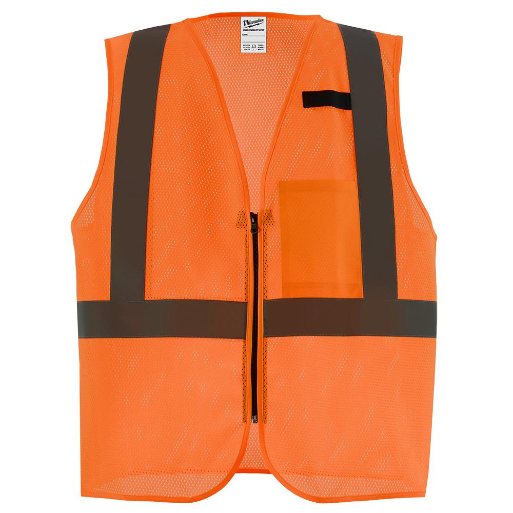 Class 2 High Visibility Orange  Mesh One Pocket Safety Vest - S/M (CSA)