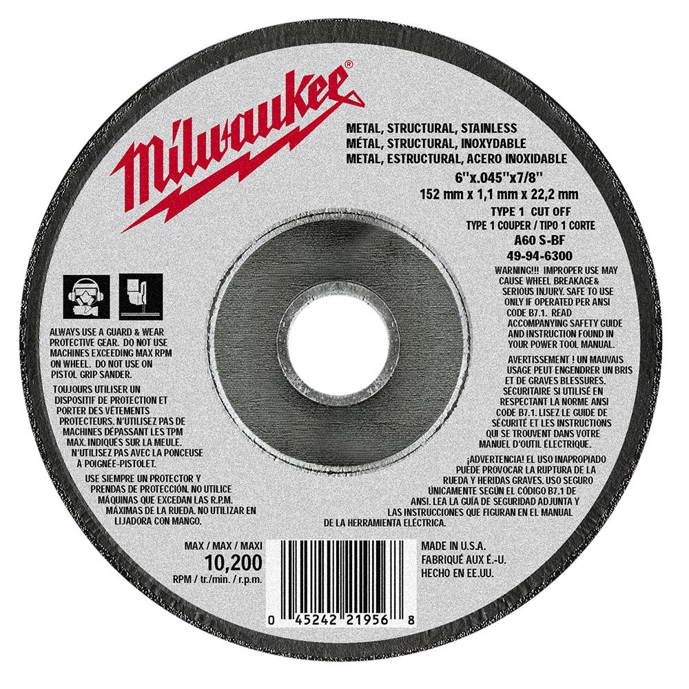 6 in. x .045 in. x 7/8 in. Cut-Off Wheel (Type 1)