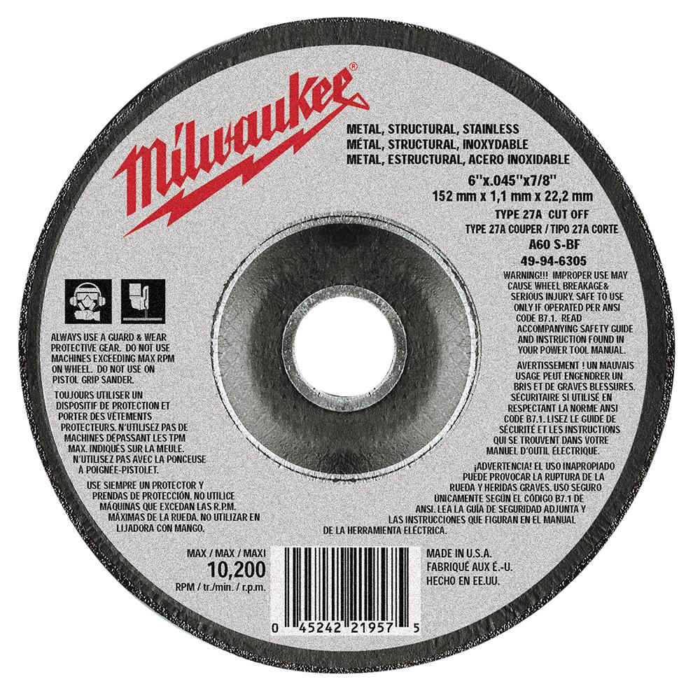 6 in. x .045 in. x 7/8 in. Cut-Off Wheel (Type 27)