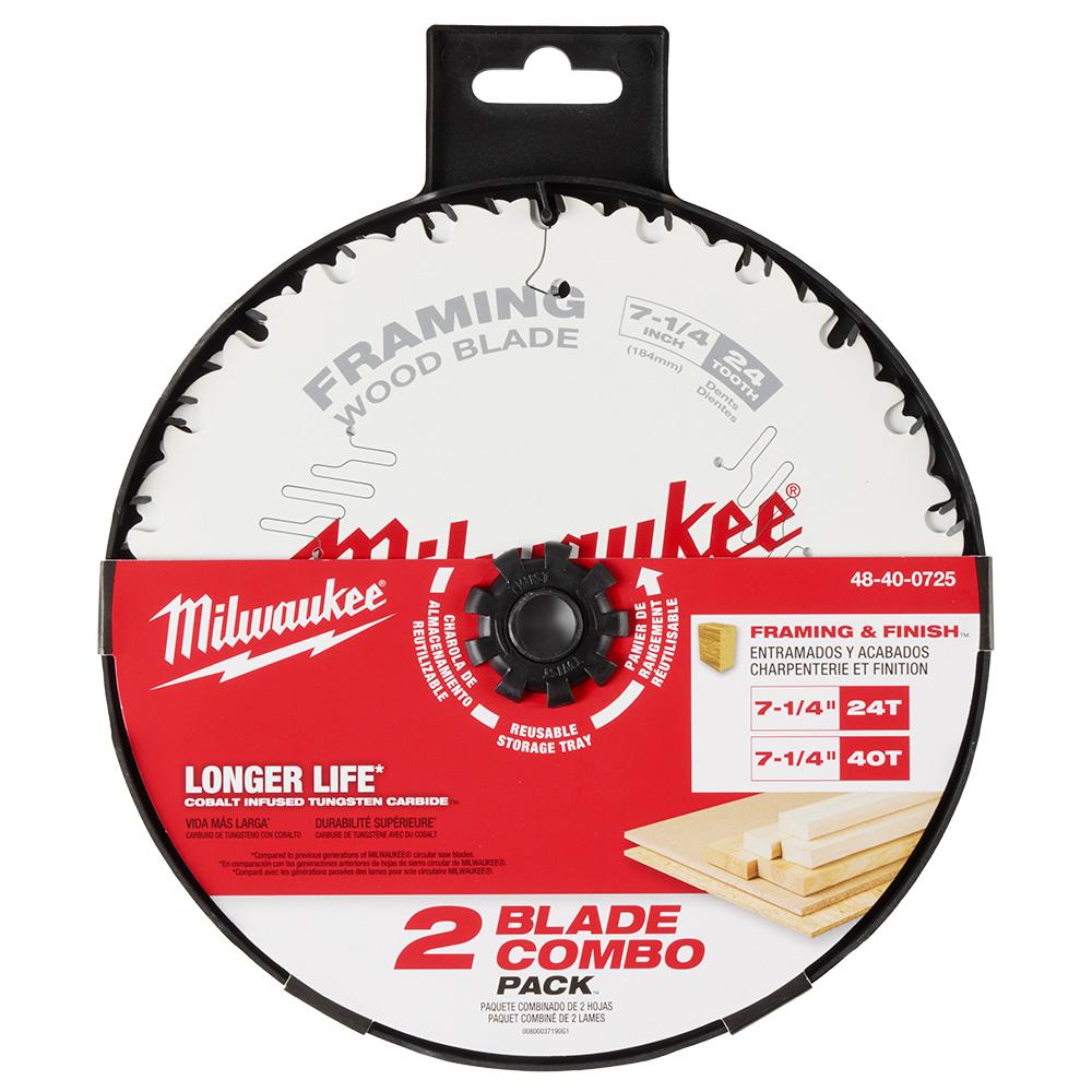 7-1/4&#34; 24T & 40T Circular Saw Blade 2PK