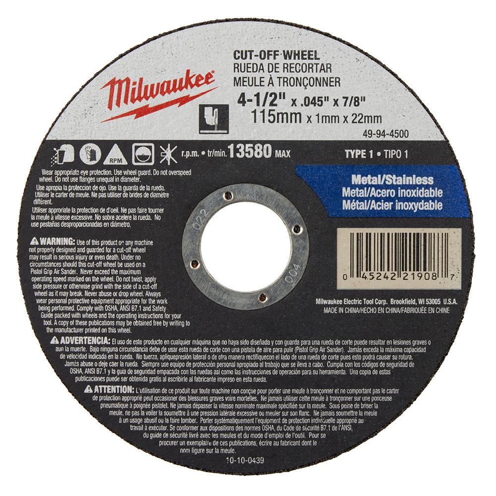 4-1/2 in. x .045 in. x 7/8 in. Cut-Off Wheel (Type 1)