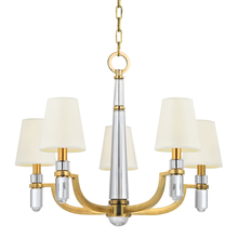Hudson Valley 985-AGB-WS - 5 LIGHT CHANDELIER w/WHITE SHADE