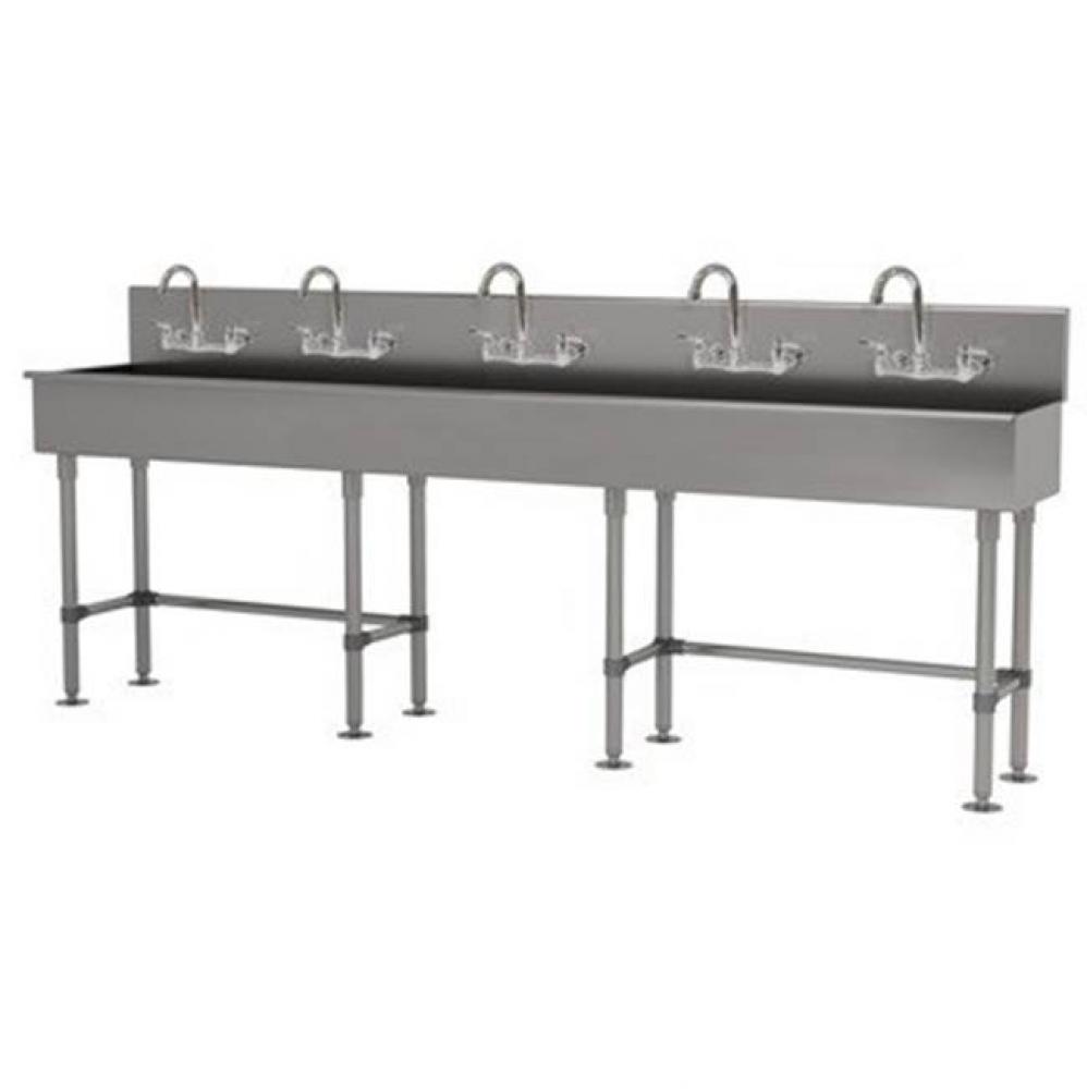 Multiwash Hand Sink With Stainless Steel Legs And Flanged Feet