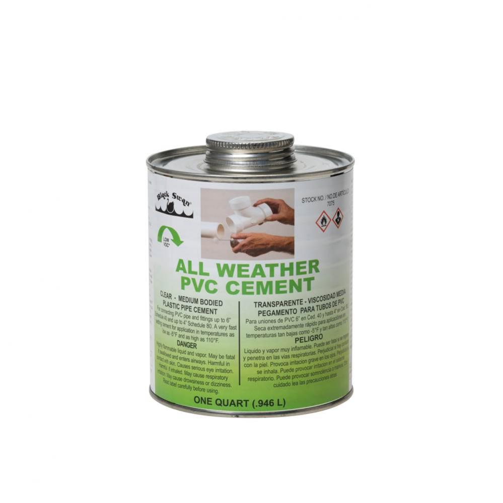 All Weather PVC Cement (Clear) - Medium Bodied - Quart