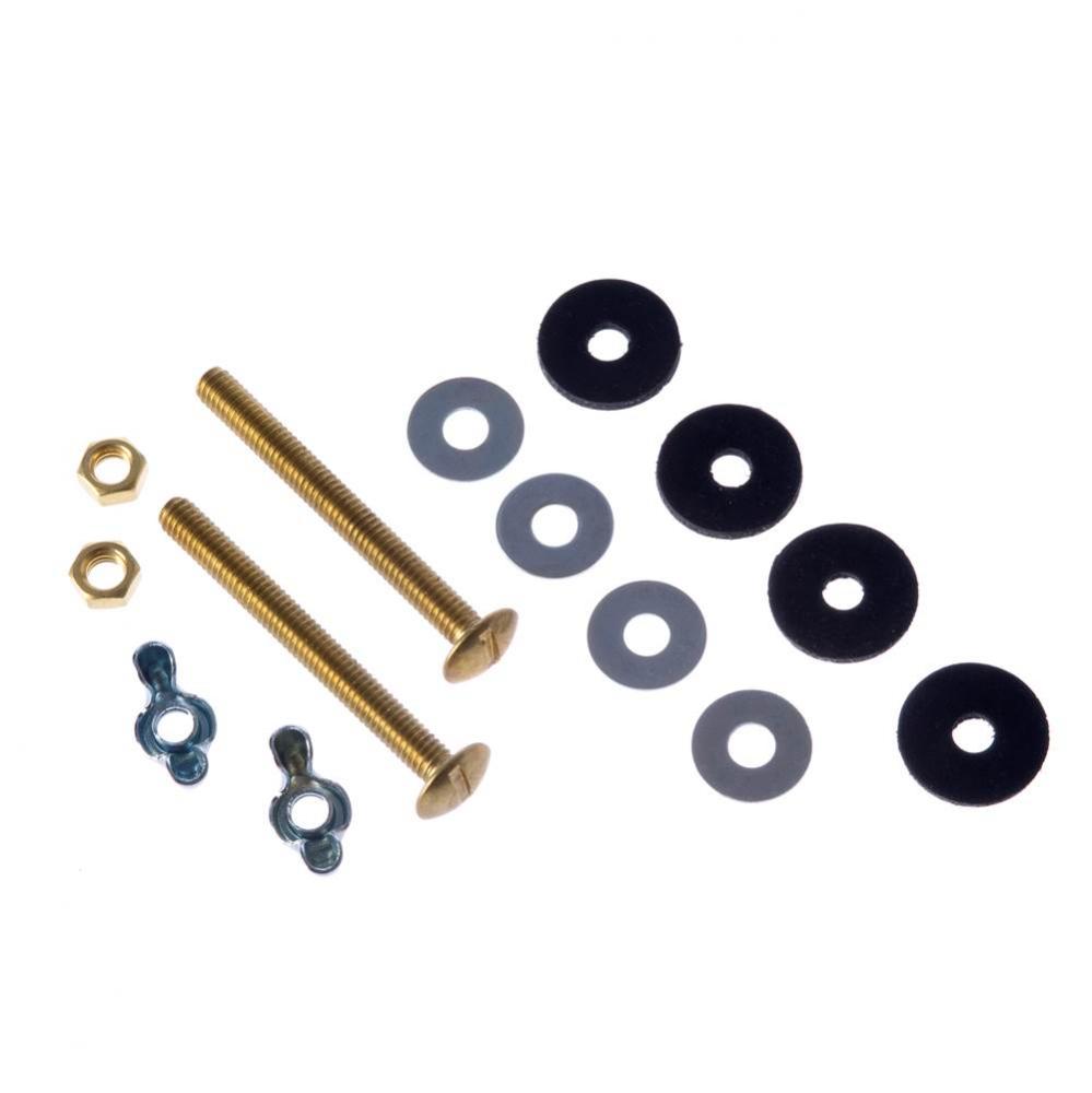 5/16&apos;&apos; x 3&apos;&apos; Tank-To-Bowl Bolt Kit With Wing And Hex Nuts-Brass