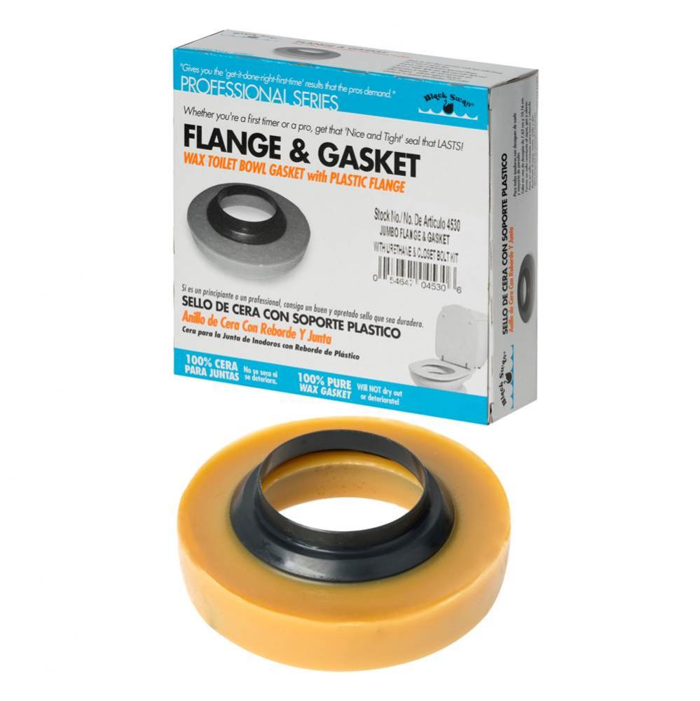 Jumbo Flange  Gasket with Urethane with 1/4 x 3-1/2 Closet Brass Bolt Kit With Plastic Stand-Up Wa