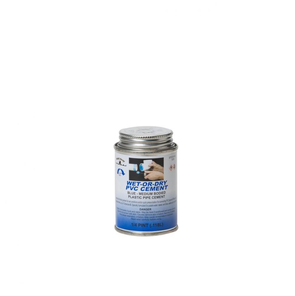 1/4 pint Wet-Or-Dry PVC Cement (Blue) - Medium Bodied