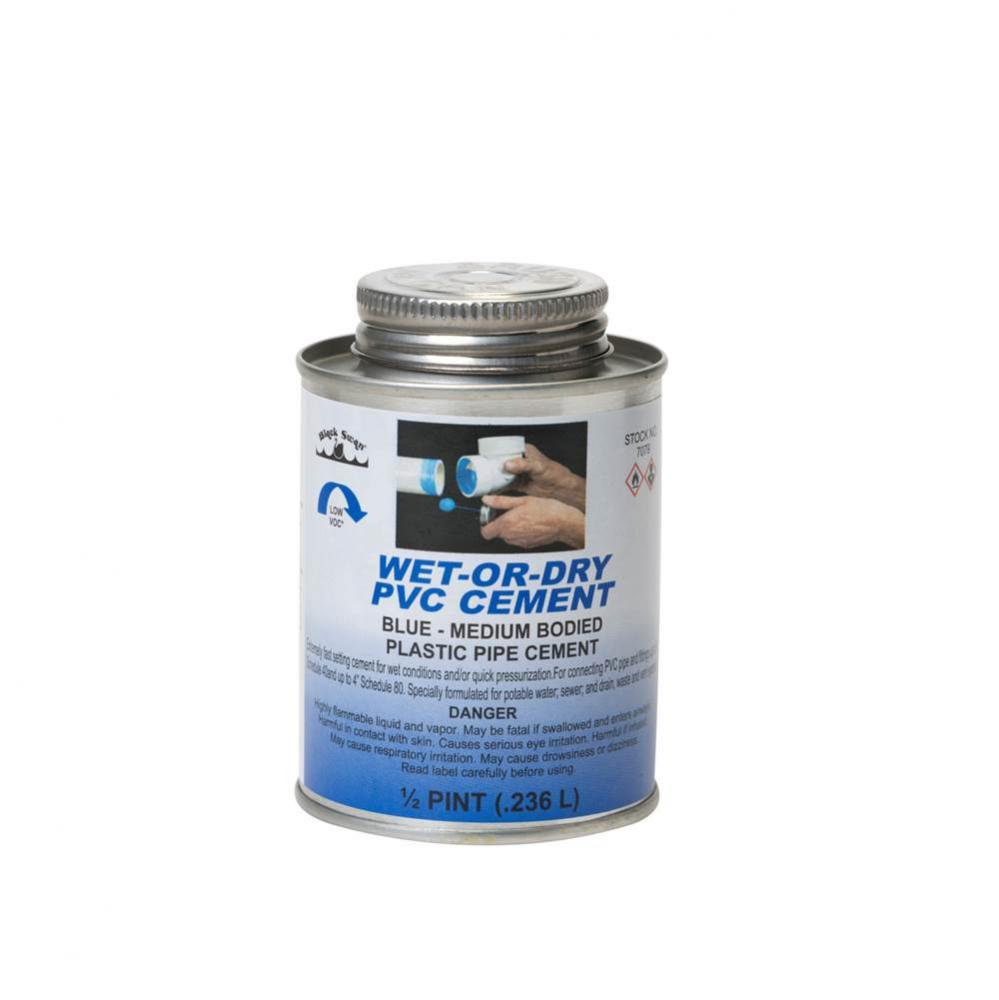 1/2 pint Wet-Or-Dry PVC Cement (Blue) - Medium Bodied