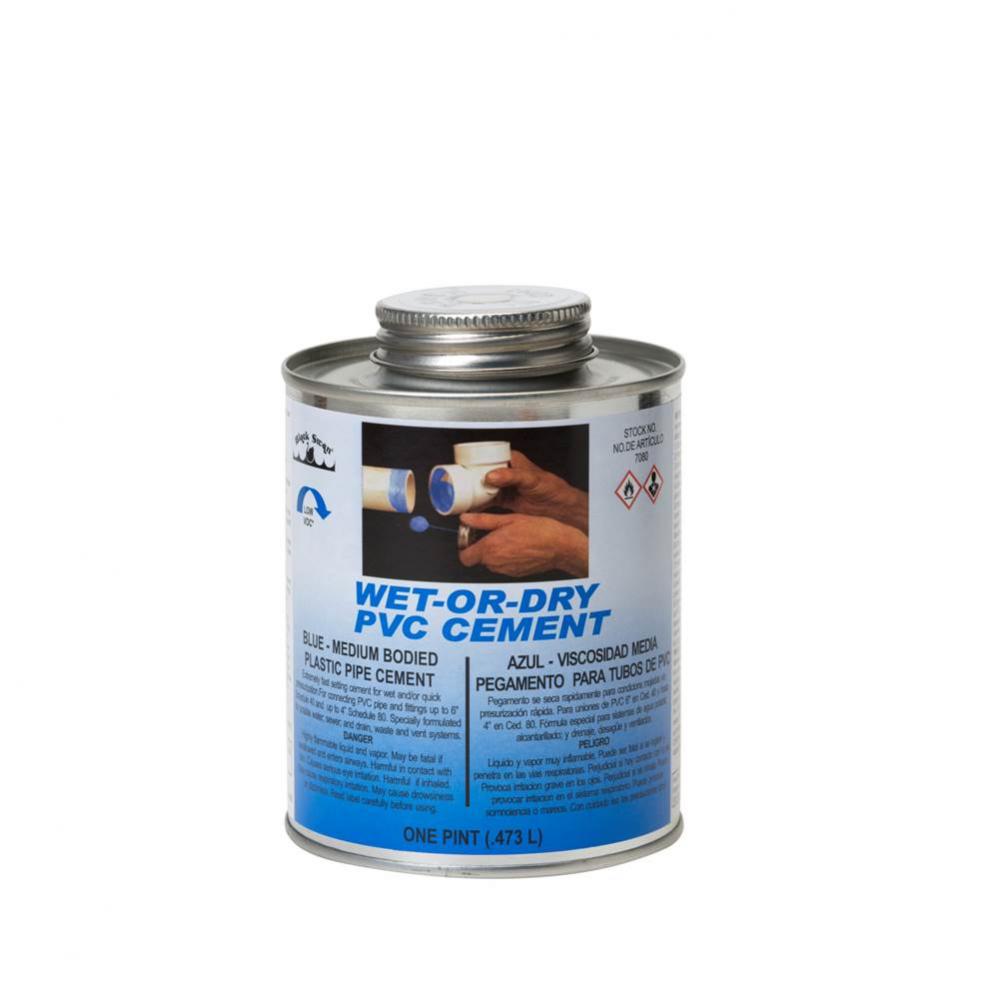 Wet-Or-Dry PVC Cement (Blue) - Medium Bodied - Pint