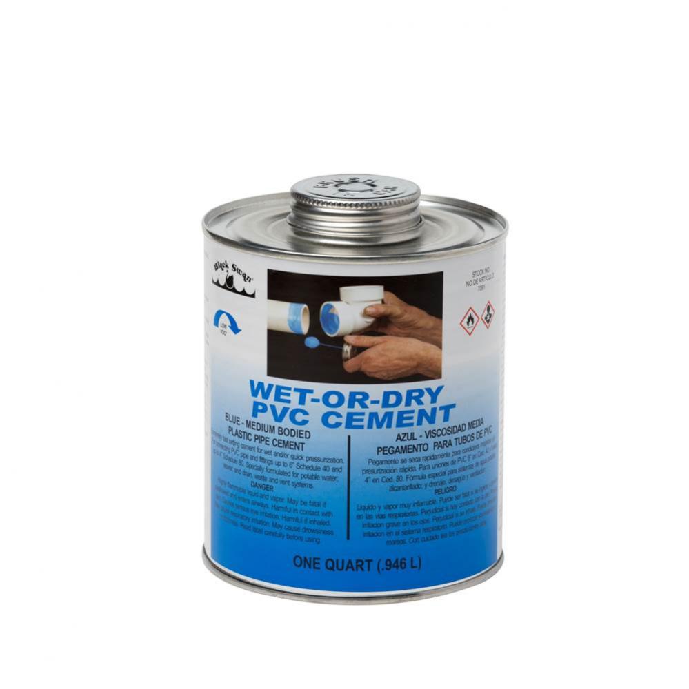 Wet-Or-Dry PVC Cement (Blue) - Medium Bodied - Quart