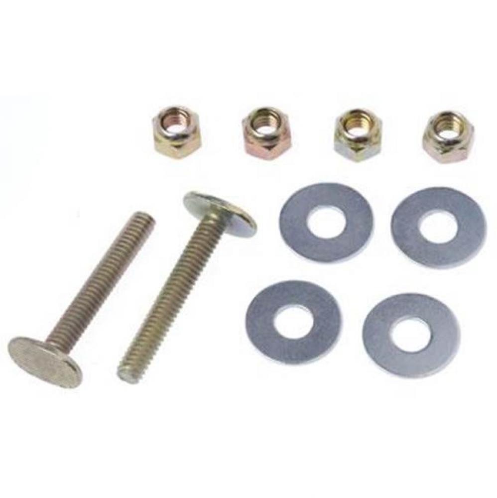 Closet Bolts - Brass - Bagged (style 3) - 2 brass bolts, 4 brass plated open-end nuts, and 4 brass