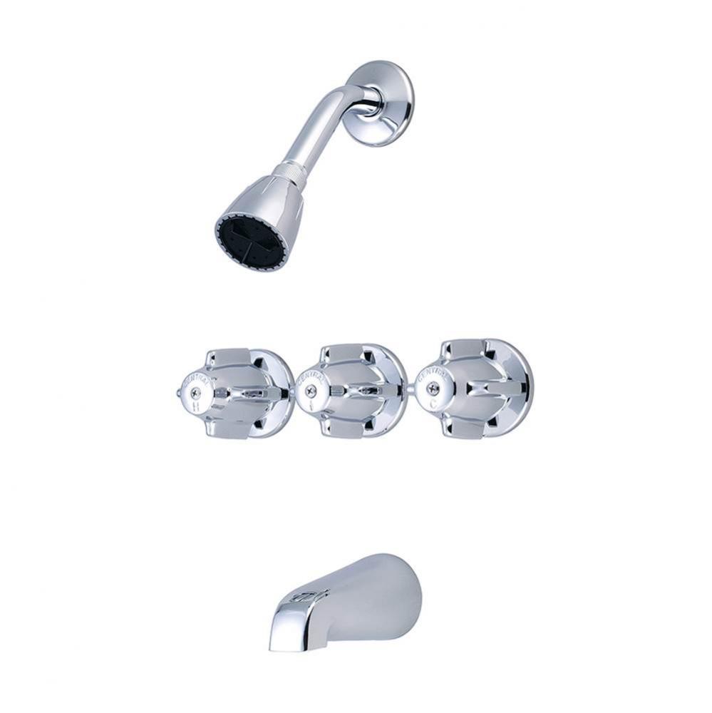 Tub &amp; Shower-3 Canopy Hdl 1/2&apos;&apos; Direct Sweat 8&apos;&apos; Cntrs Shwr Head Brass Spt