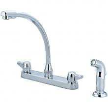 Central Brass 0123-A07 - Kitchen-Topmount 8'' Two Canopy Hdls 8-3/4'' Hi-Rise Spt W/Side Spray Assy-Pc