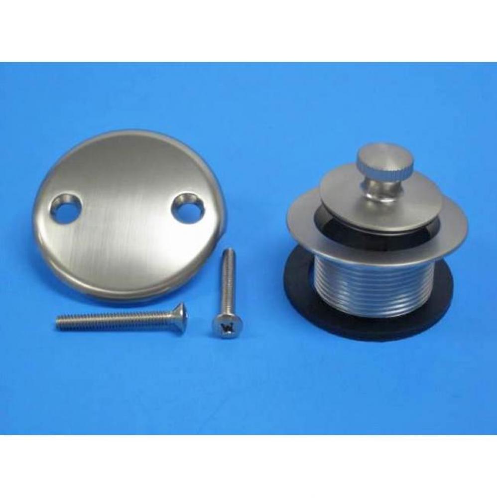 Push &amp; Seal Strainer Brushed Nickel with two hole face plate &amp; longer screws