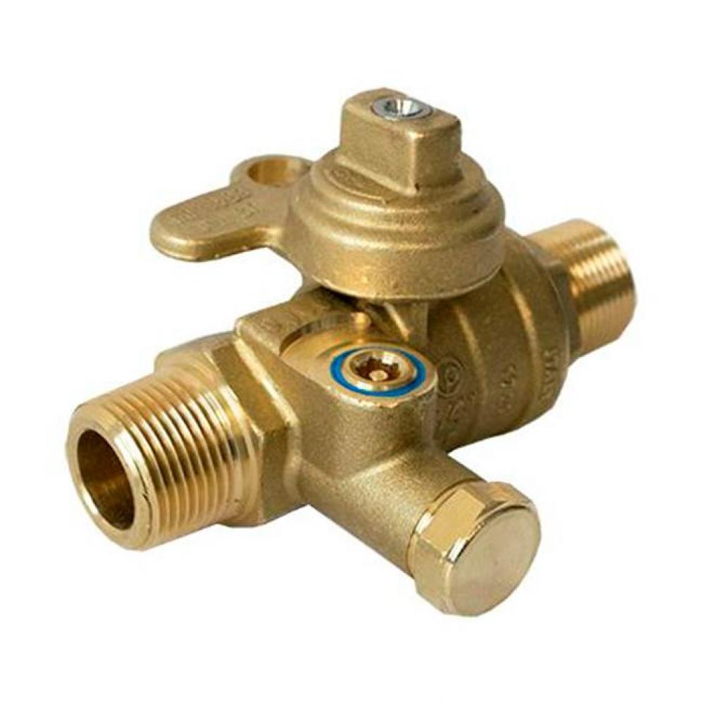 Utility Gas Ball Valve, Full Port, Male X Male, Service Bypess, 175 Psig 3/4&apos;&apos;