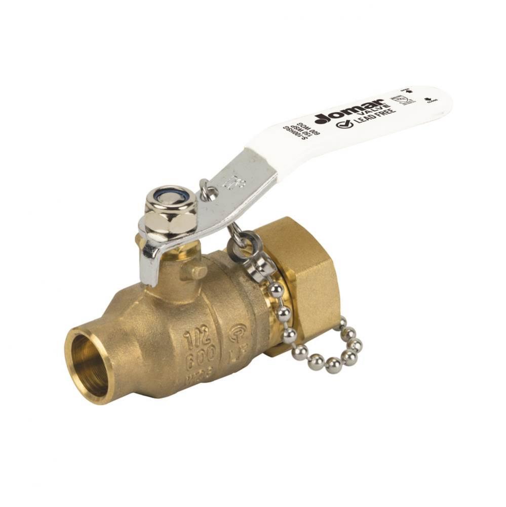 Full Port, 2 Piece, Solder X Hose Connection, 600 Wog, Stainless Steel Ball And Stem With Cap And